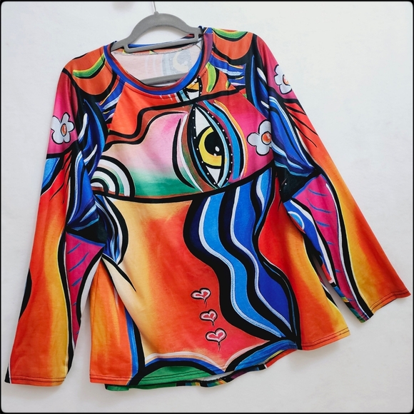 Colorful Graphics Long Sleeves Tee Shirt, Size 3X - Picture 5 of 14